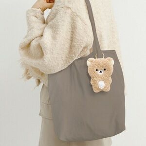 2 in 1 Rilakkuma Bear plush keychain and tote bag